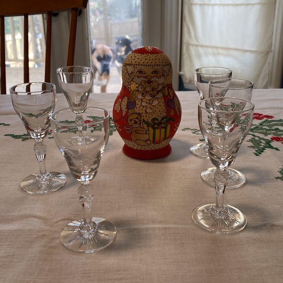 Set of 6 Hawkes Signed Antique Crystal Cordial Glasses Mint Condition - Picture 6 of 6